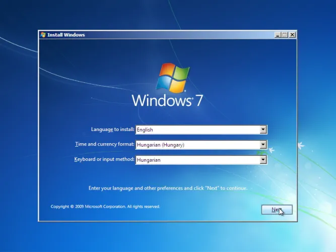 Windows 7 telepítés