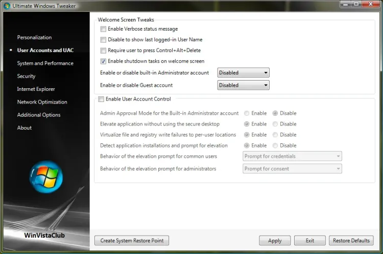 Ultimate Windows Tweaker